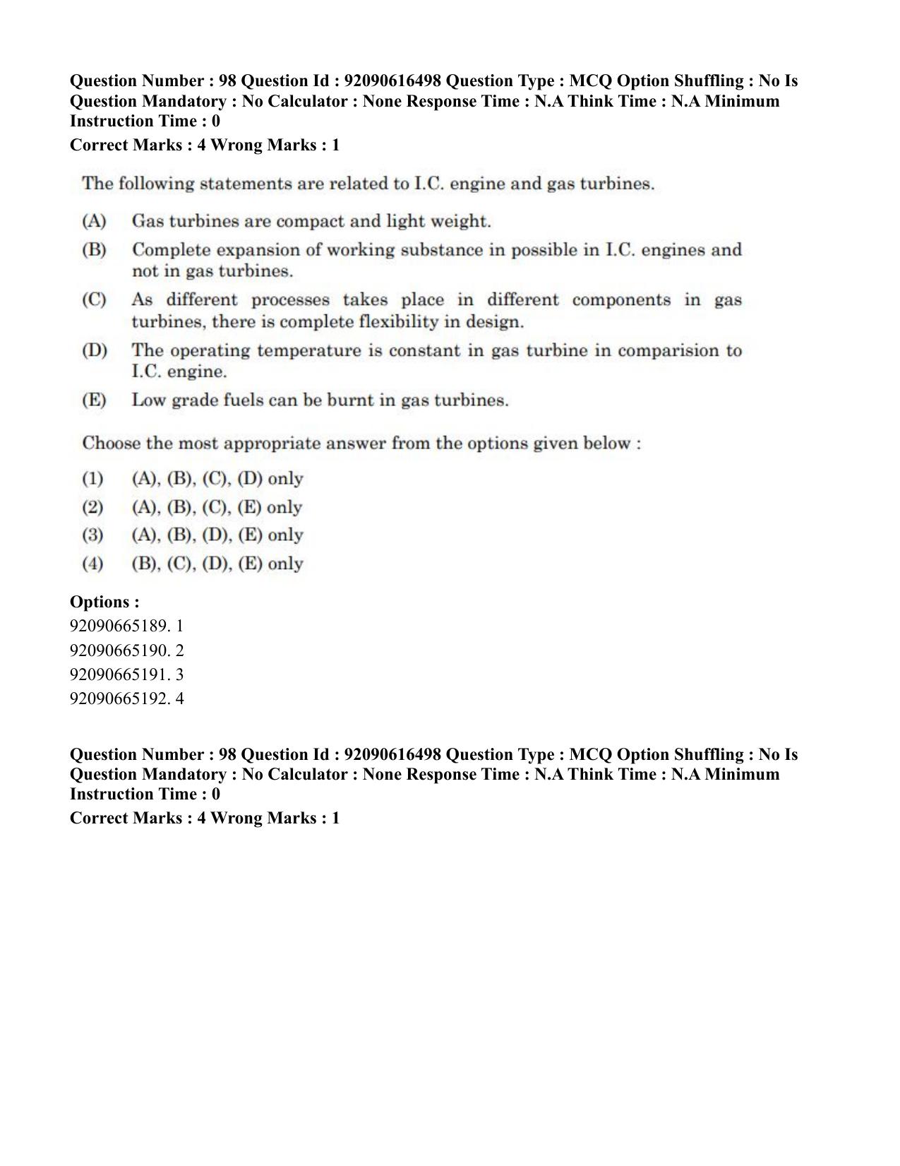 CUET PG 2023: MTQP07 – Mechanical Engineering(ENG)-shift 1 (14-06-2023) Question Paper - Page 99