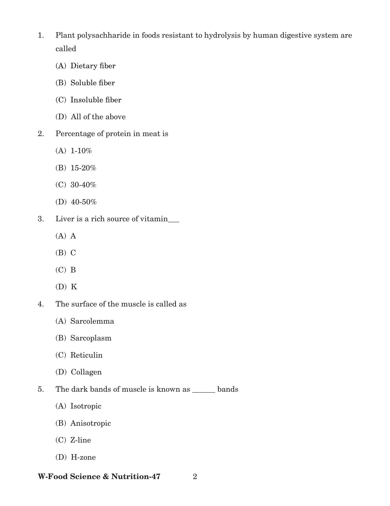Odisha CPET 2022 FOOD SCIENCE NUTRITION Question Paper - Page 2