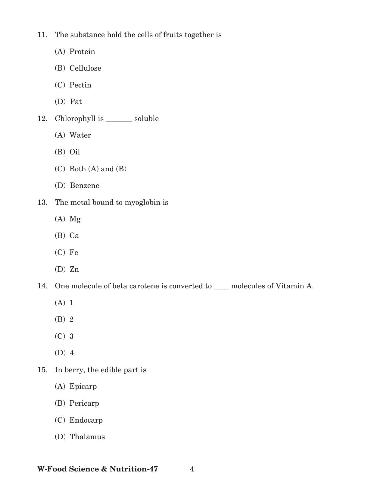 Odisha CPET 2022 FOOD SCIENCE NUTRITION Question Paper - Page 4