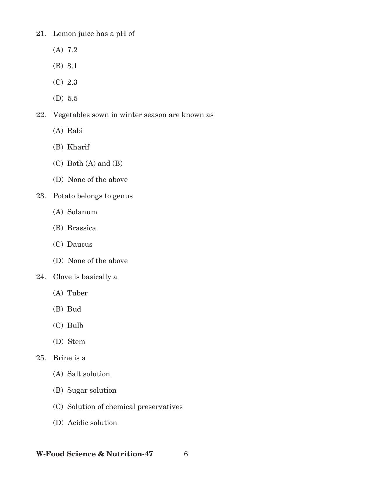 Odisha CPET 2022 FOOD SCIENCE NUTRITION Question Paper - Page 6