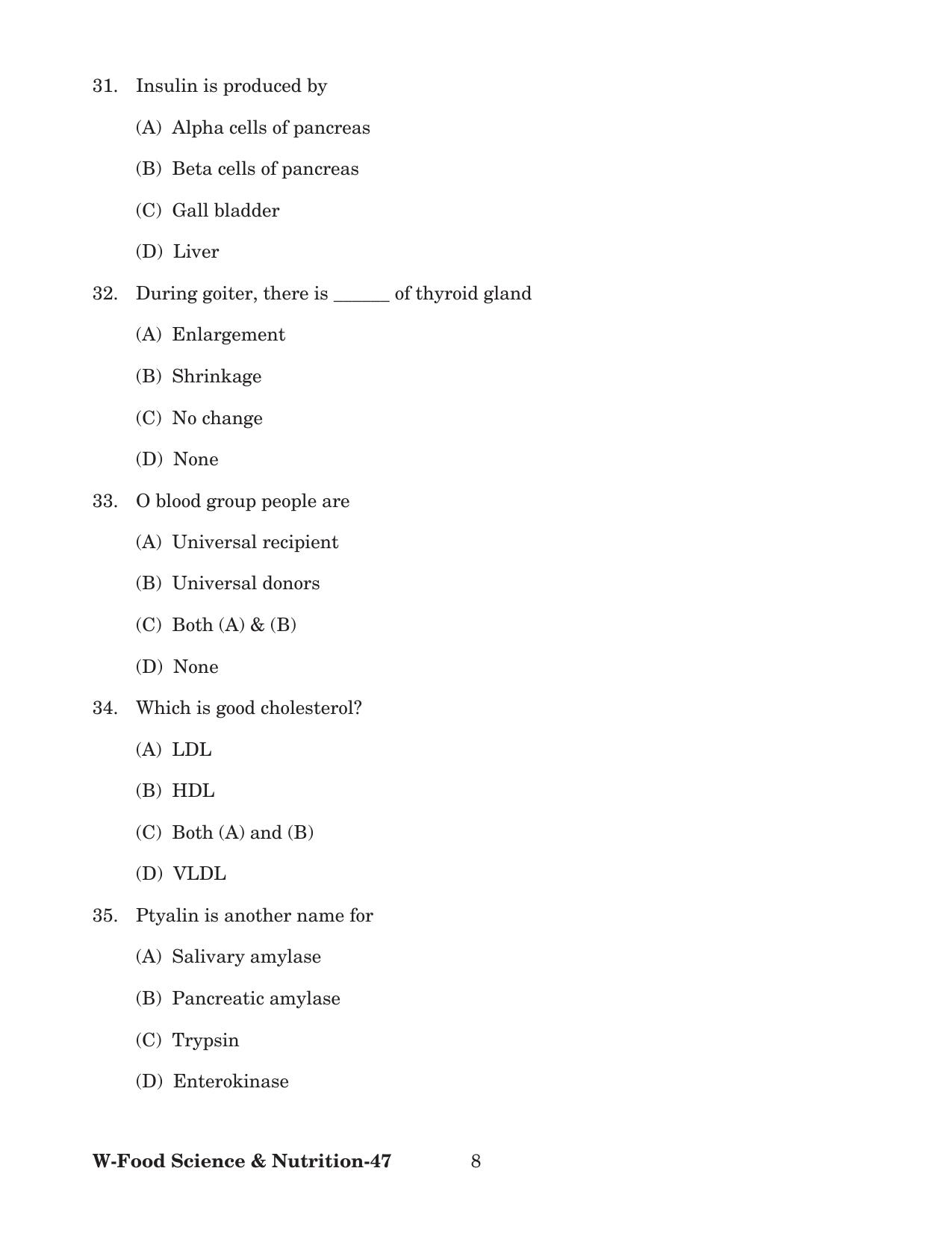 Odisha CPET 2022 FOOD SCIENCE NUTRITION Question Paper - Page 8