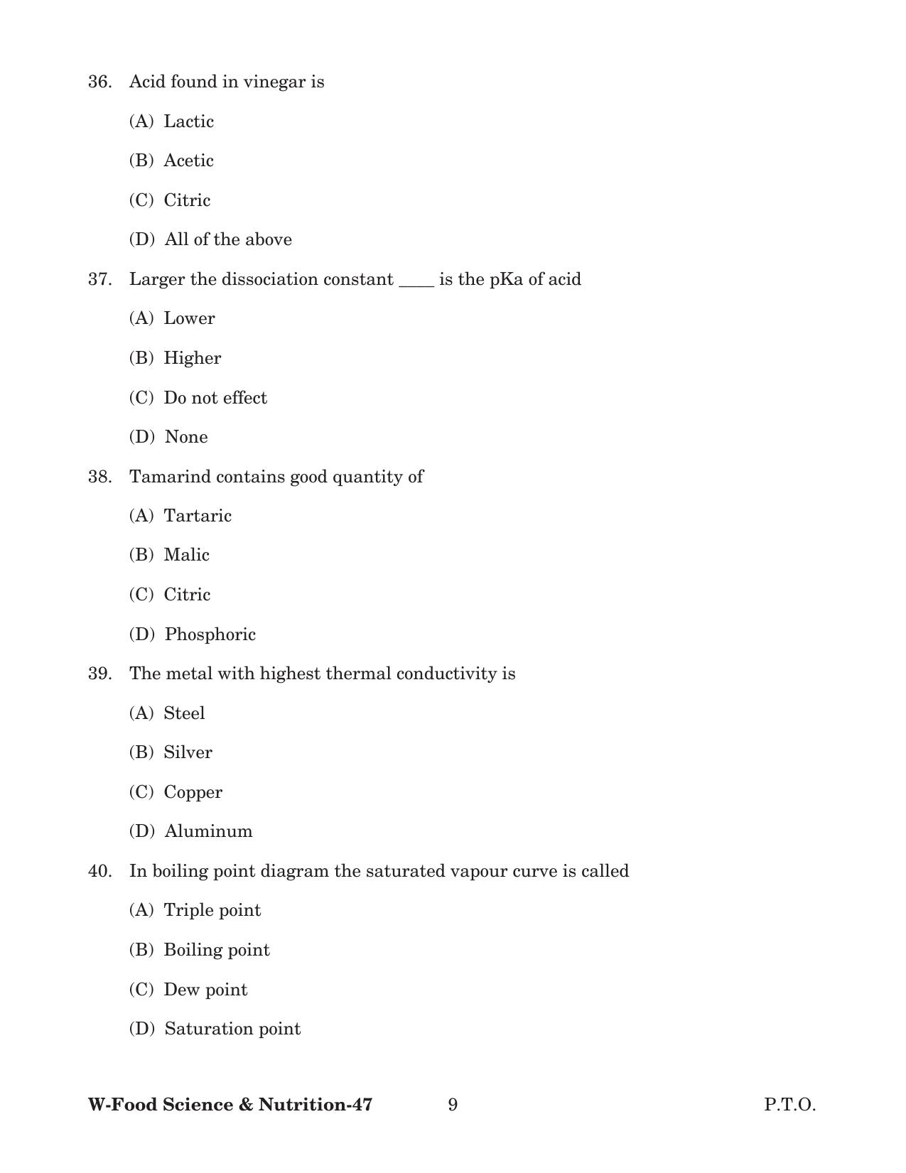 Odisha CPET 2022 FOOD SCIENCE NUTRITION Question Paper - Page 9