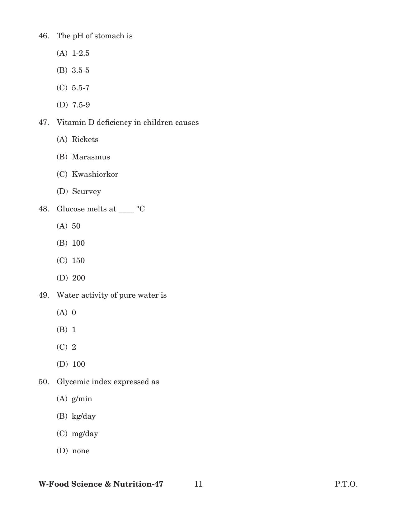 Odisha CPET 2022 FOOD SCIENCE NUTRITION Question Paper - Page 11