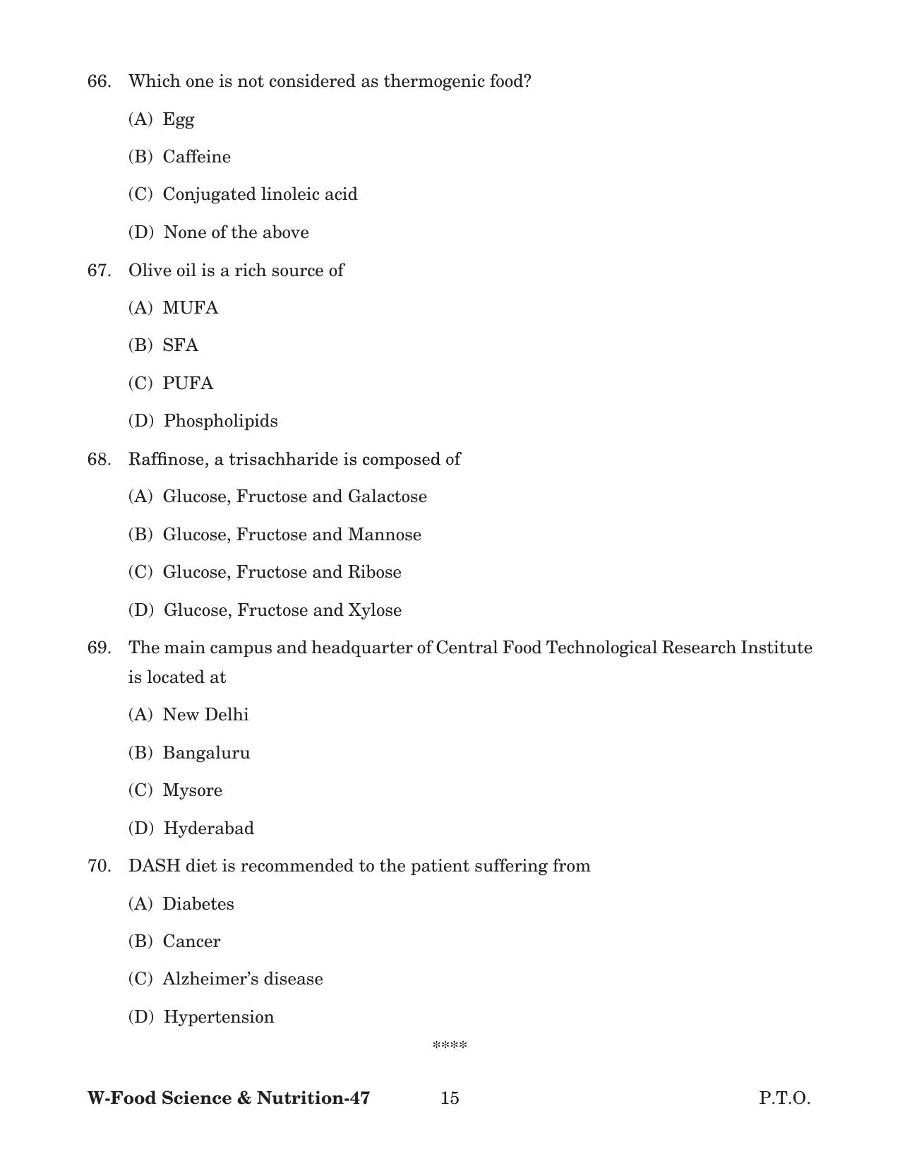 Odisha CPET 2022 FOOD SCIENCE NUTRITION Question Paper - Page 15