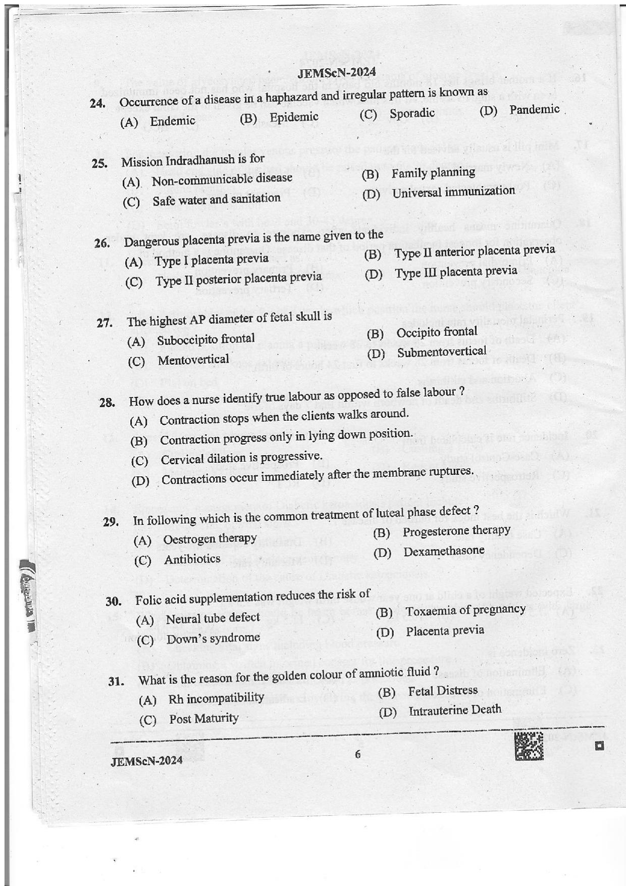 WB JEMScN 2024 Question Paper - Page 6