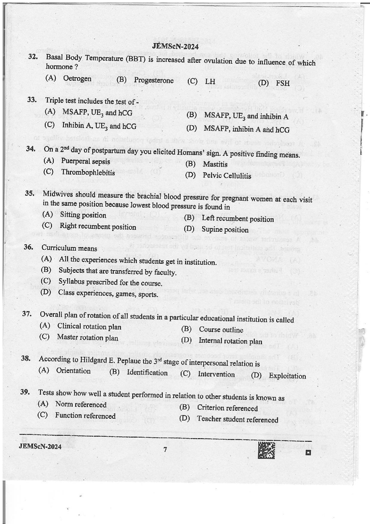 WB JEMScN 2024 Question Paper - Page 7