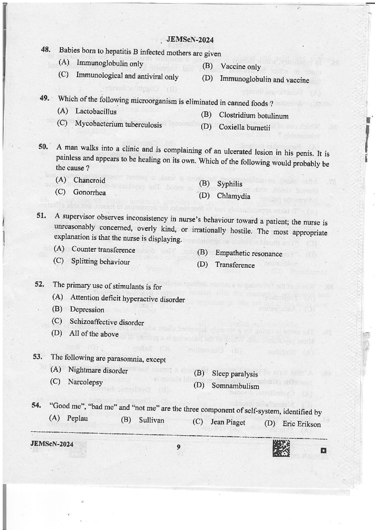 WB JEMScN 2024 Question Paper - Page 9