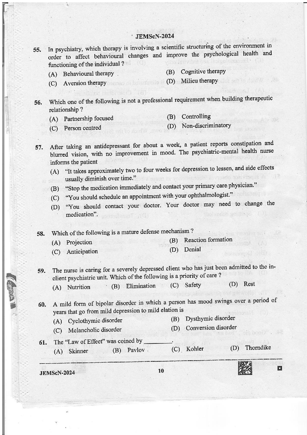 WB JEMScN 2024 Question Paper - Page 10