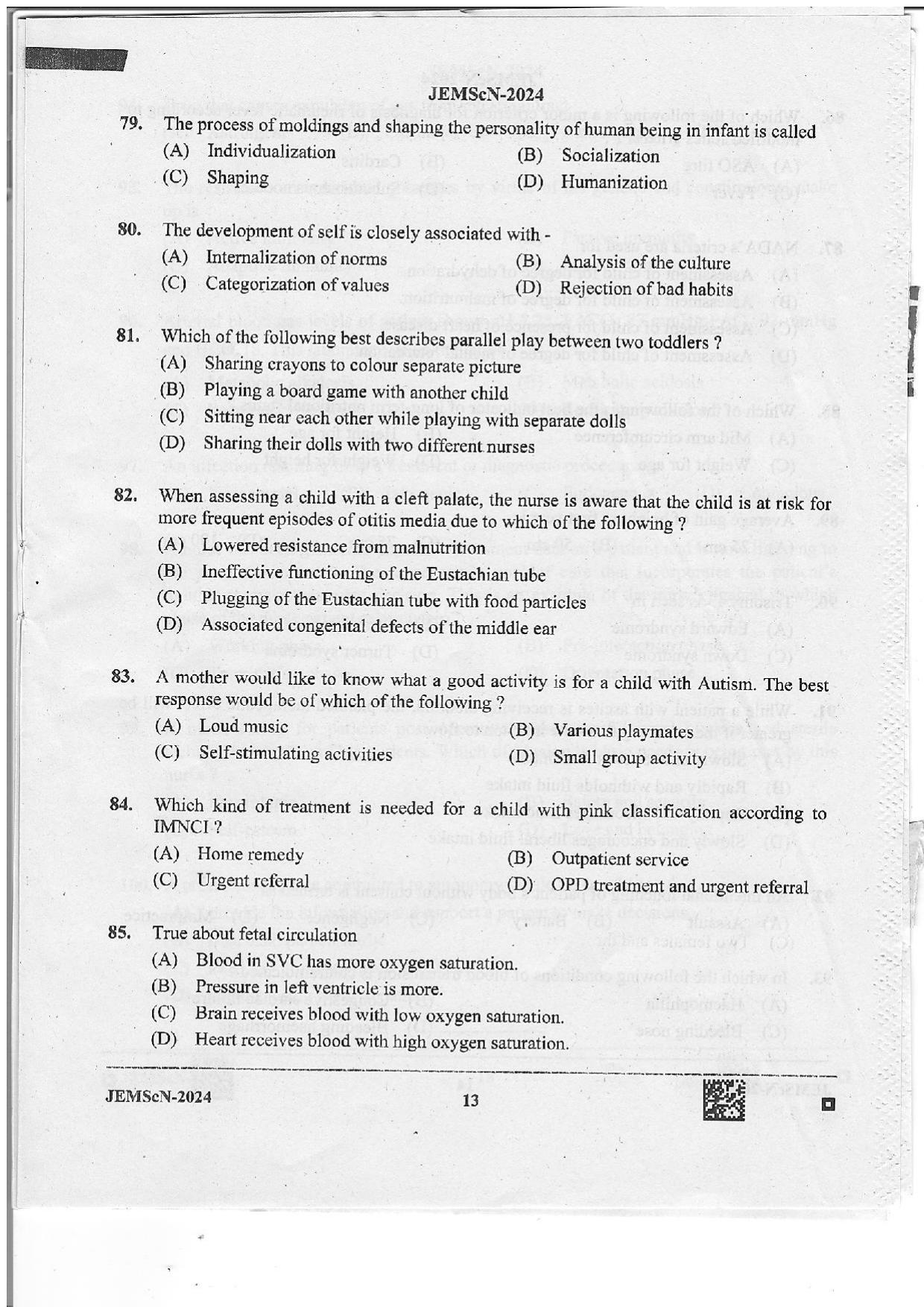 WB JEMScN 2024 Question Paper - Page 13