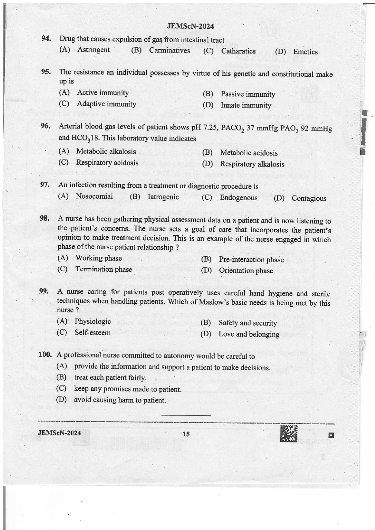 WB JEMScN 2024 Question Paper - Page 15