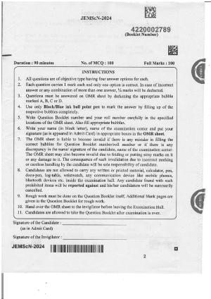 WB JEMScN 2024 Question Paper