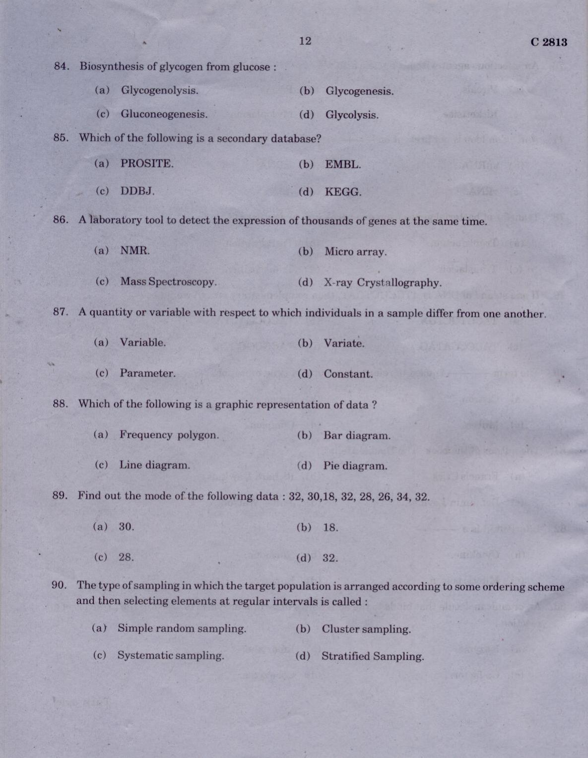 CUCAT 2021 M.Sc. Applied Zoology Question Paper - Page 12
