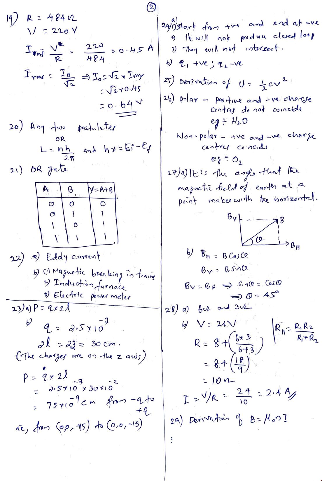 Kerala Plus Two 2021 Physics Annual Answer Key - Page 2