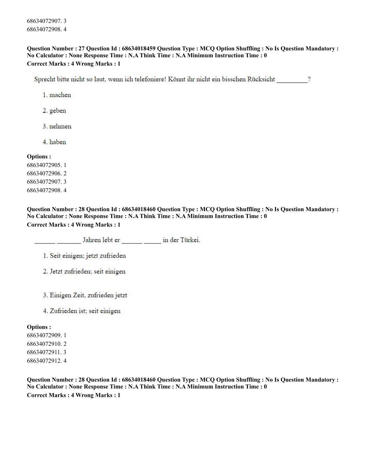 CUET PG 2023: LAQP12 – German(HINDI) - Shift 3 (13-06-2023) Question Paper - Page 41