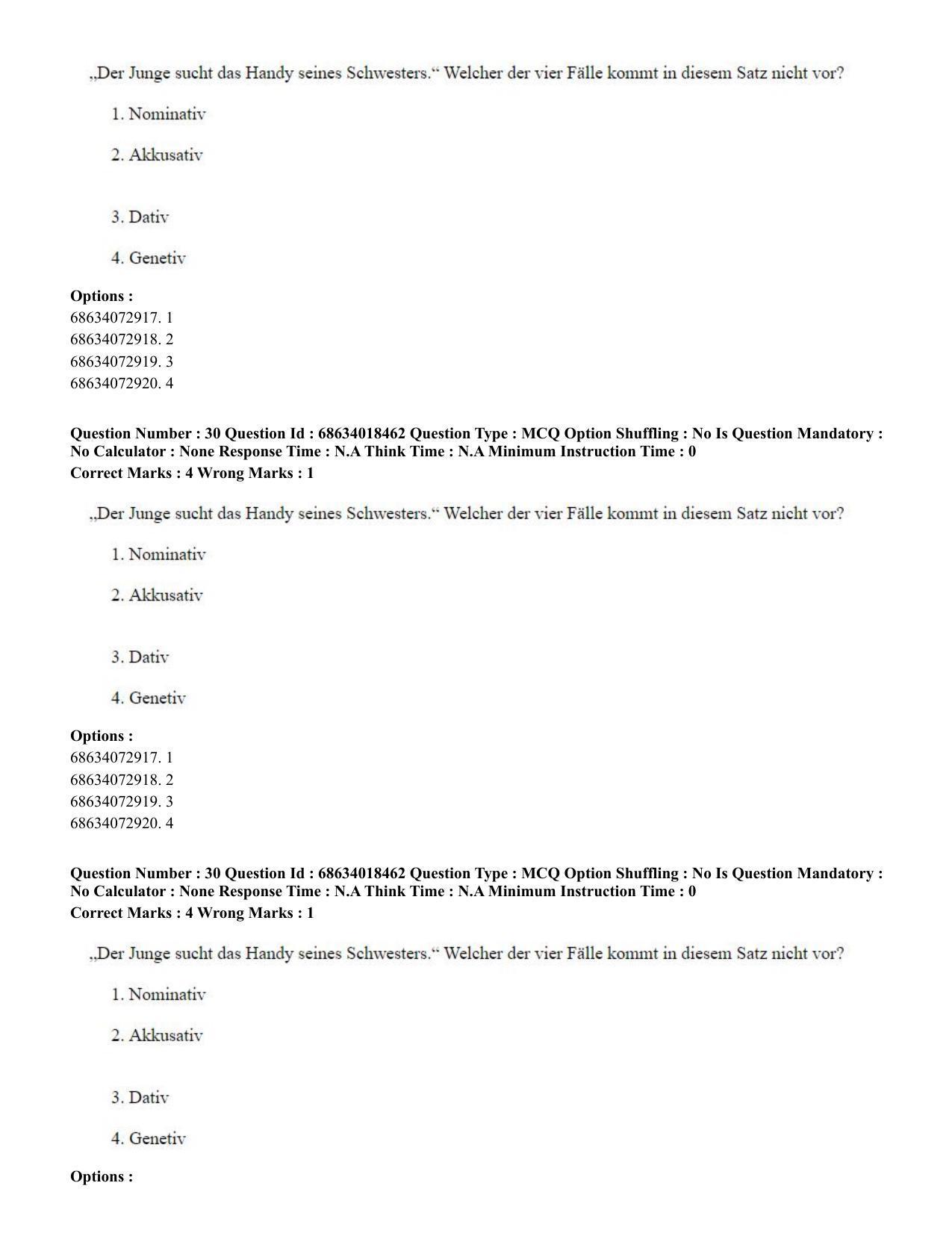 CUET PG 2023: LAQP12 – German(HINDI) - Shift 3 (13-06-2023) Question Paper - Page 44