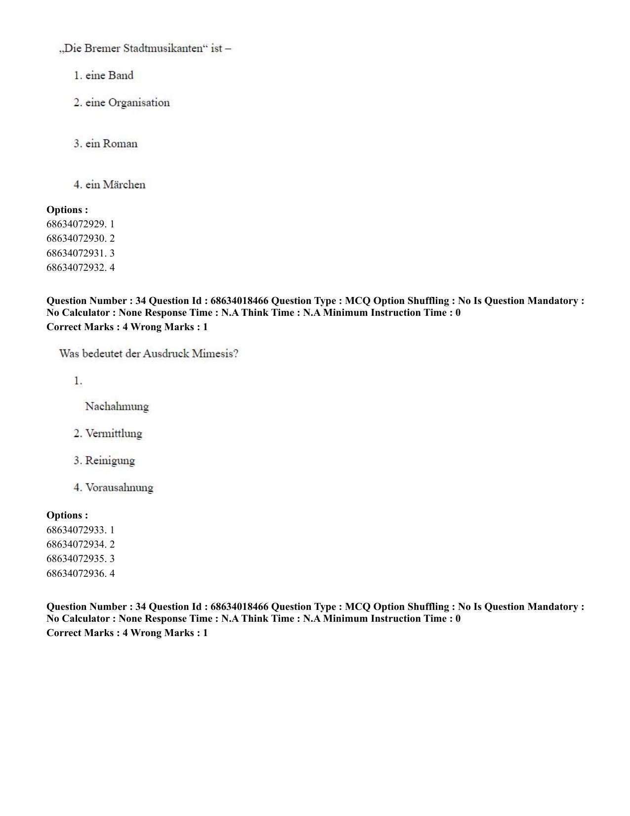 CUET PG 2023: LAQP12 – German(HINDI) - Shift 3 (13-06-2023) Question Paper - Page 49