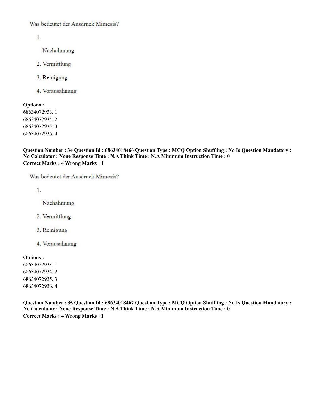 CUET PG 2023: LAQP12 – German(HINDI) - Shift 3 (13-06-2023) Question Paper - Page 50