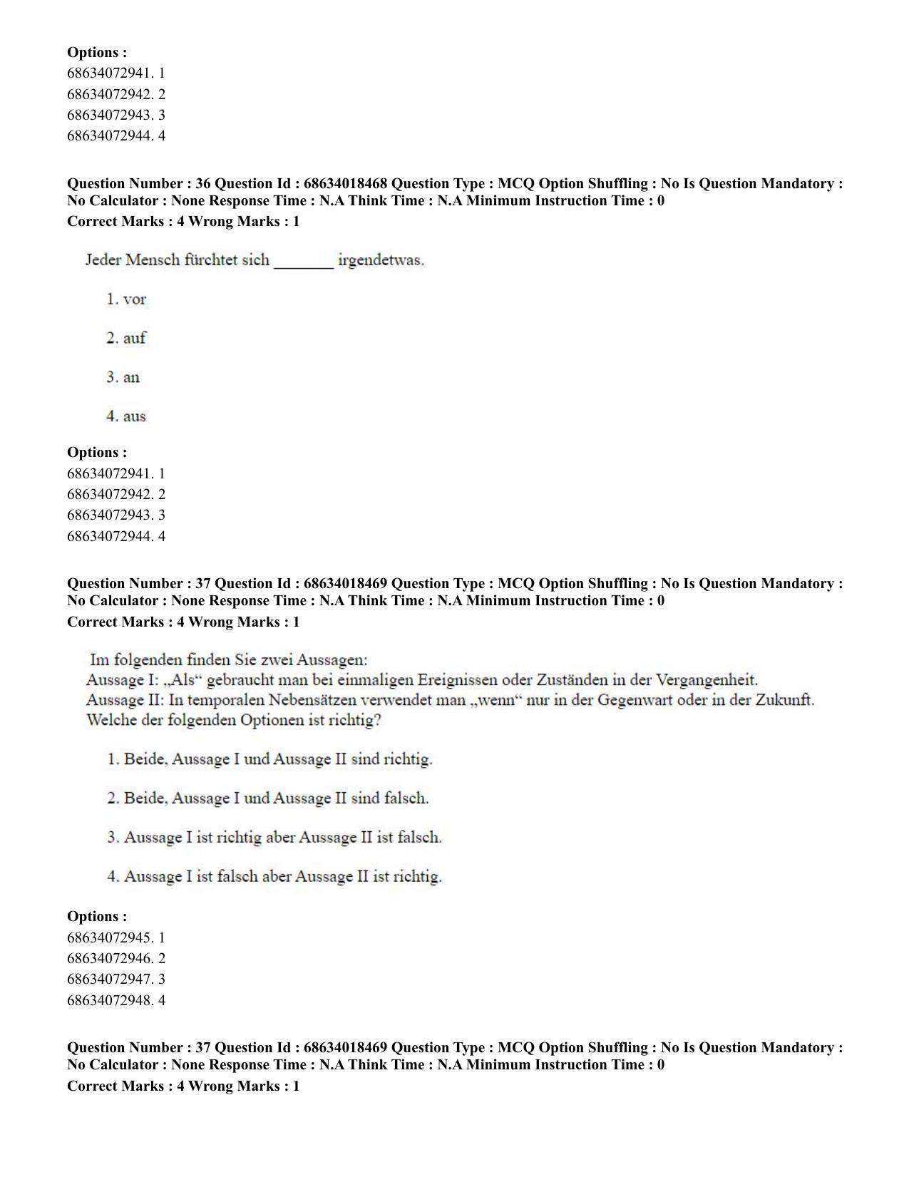 CUET PG 2023: LAQP12 – German(HINDI) - Shift 3 (13-06-2023) Question Paper - Page 53