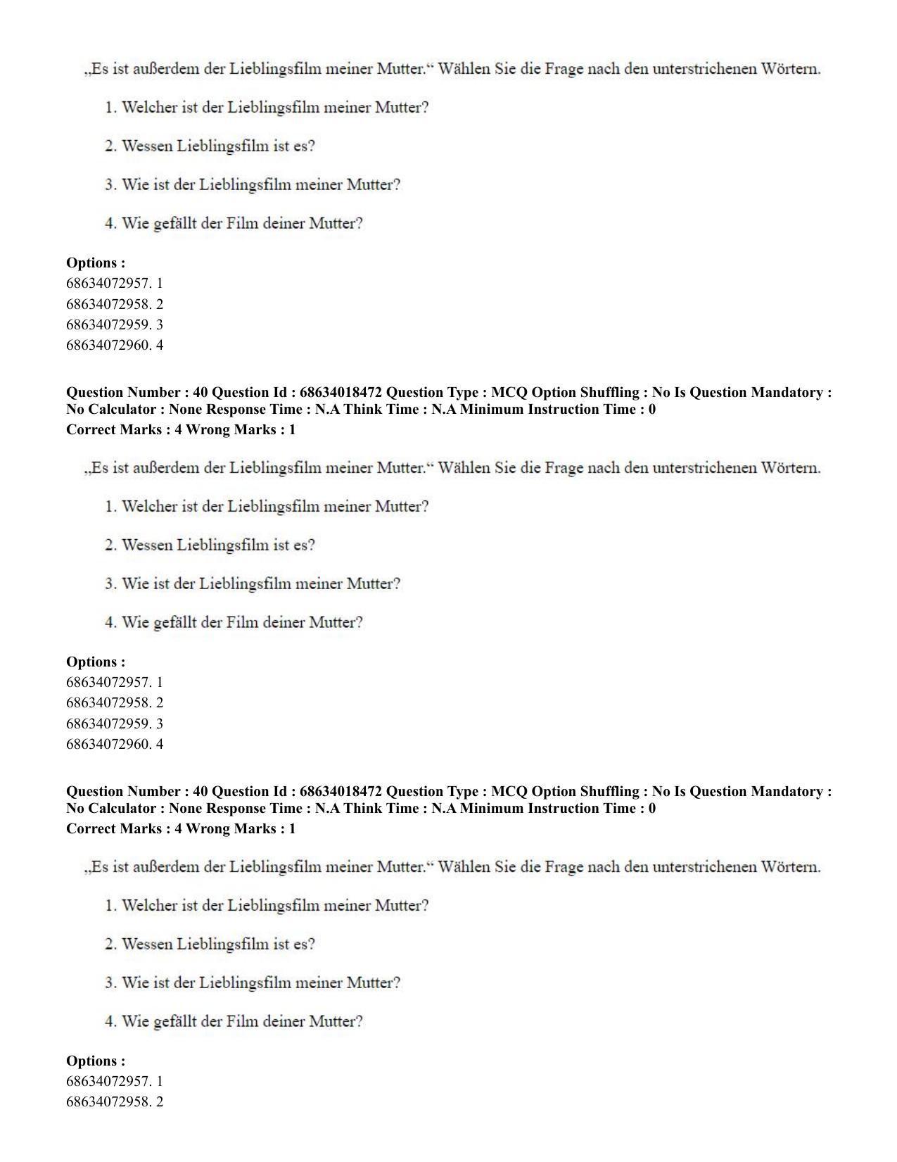 CUET PG 2023: LAQP12 – German(HINDI) - Shift 3 (13-06-2023) Question Paper - Page 58