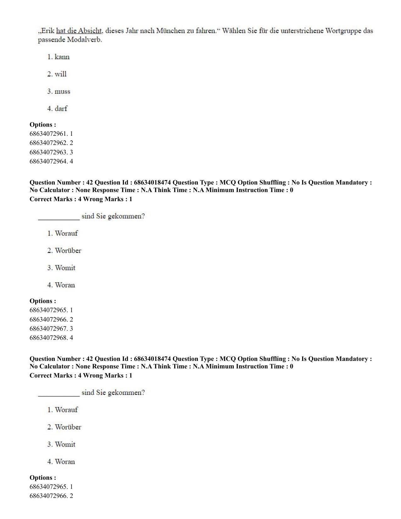 CUET PG 2023: LAQP12 – German(HINDI) - Shift 3 (13-06-2023) Question Paper - Page 60
