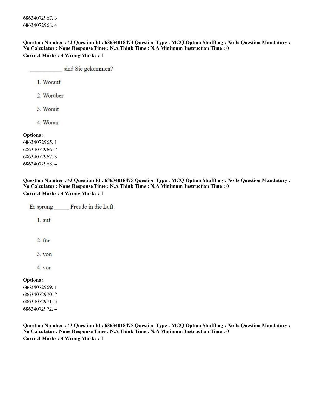 CUET PG 2023: LAQP12 – German(HINDI) - Shift 3 (13-06-2023) Question Paper - Page 61