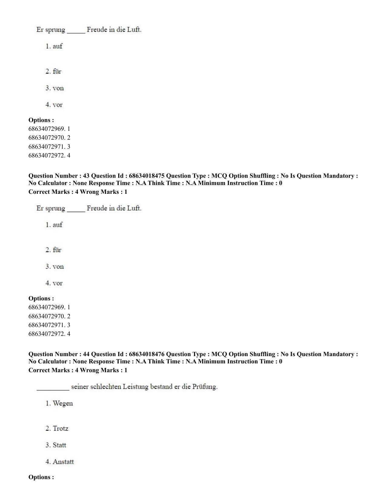 CUET PG 2023: LAQP12 – German(HINDI) - Shift 3 (13-06-2023) Question Paper - Page 62