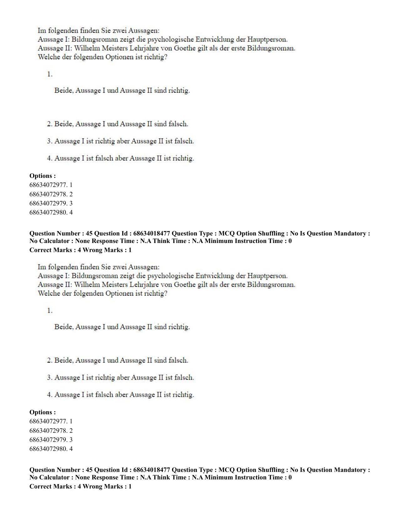 CUET PG 2023: LAQP12 – German(HINDI) - Shift 3 (13-06-2023) Question Paper - Page 64