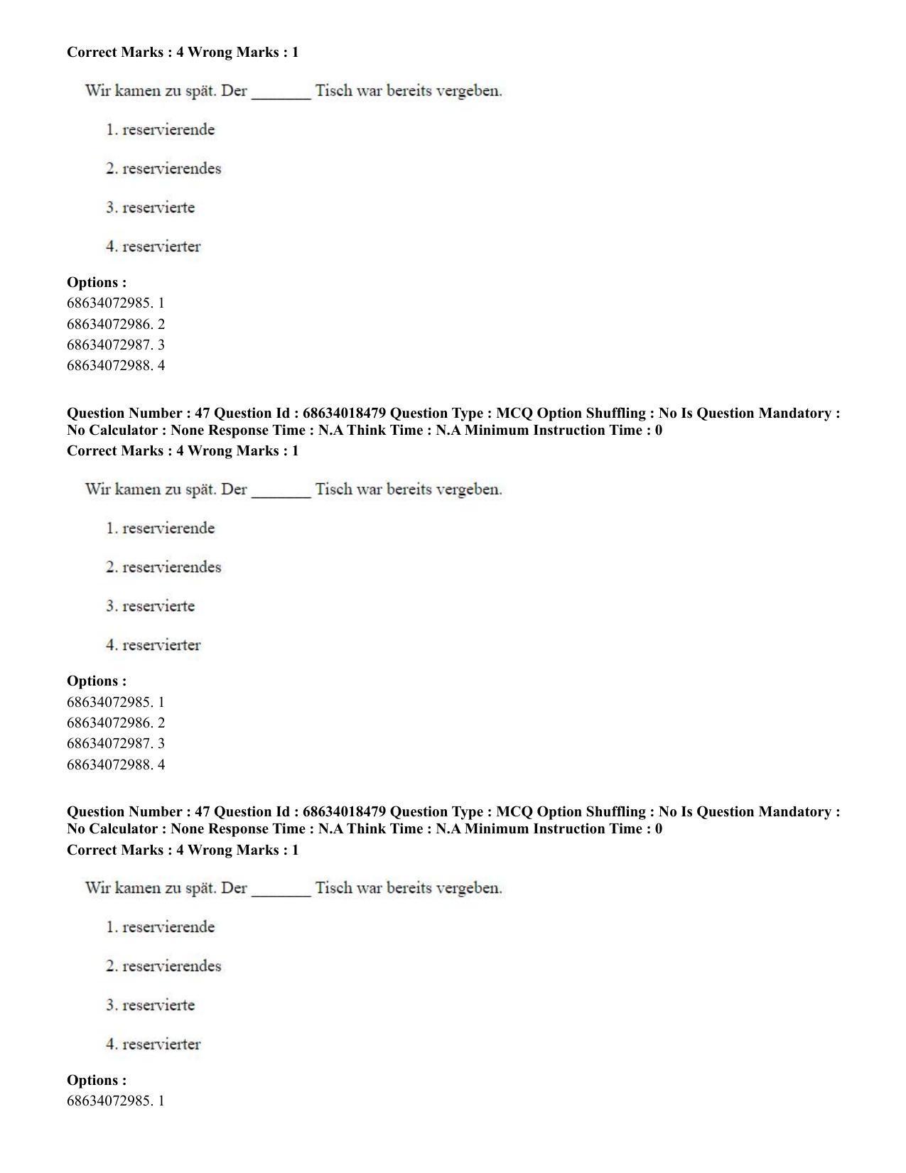 CUET PG 2023: LAQP12 – German(HINDI) - Shift 3 (13-06-2023) Question Paper - Page 67