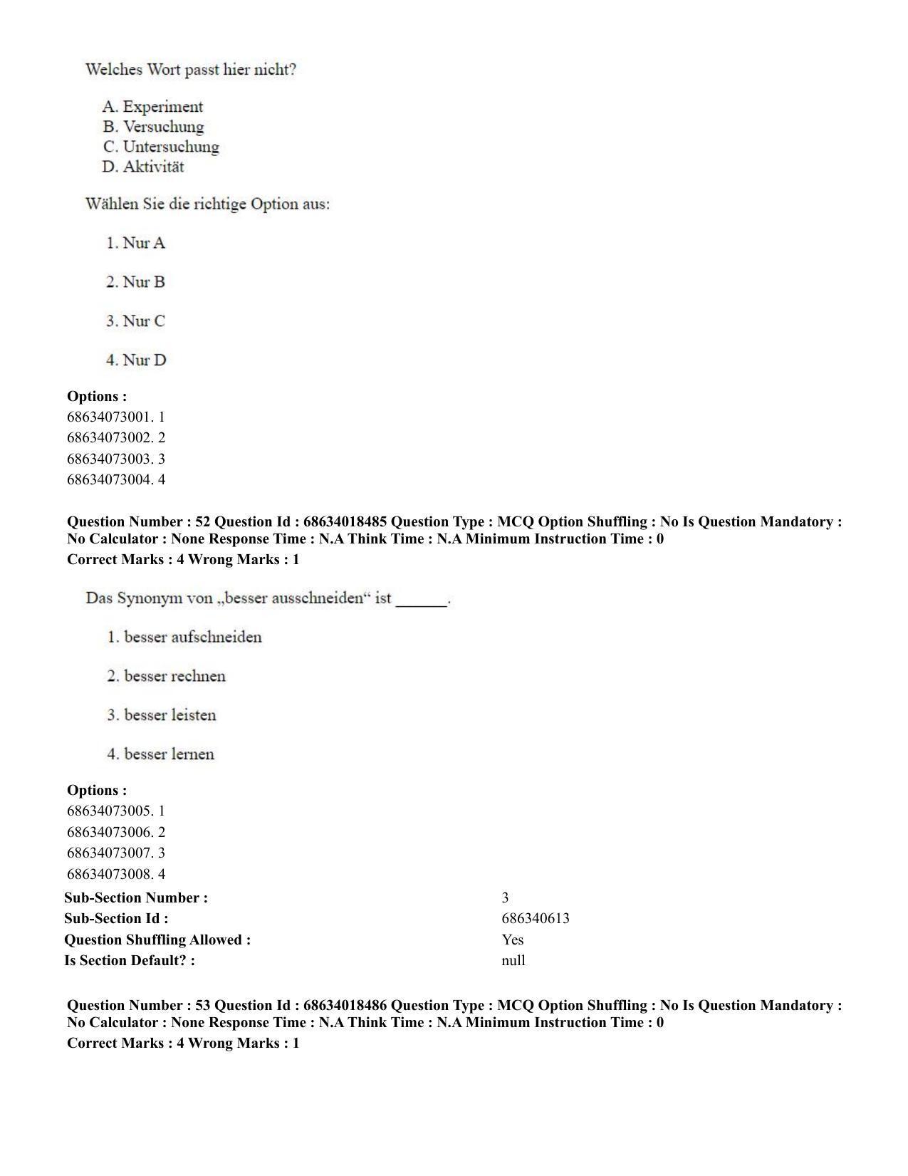 CUET PG 2023: LAQP12 – German(HINDI) - Shift 3 (13-06-2023) Question Paper - Page 75