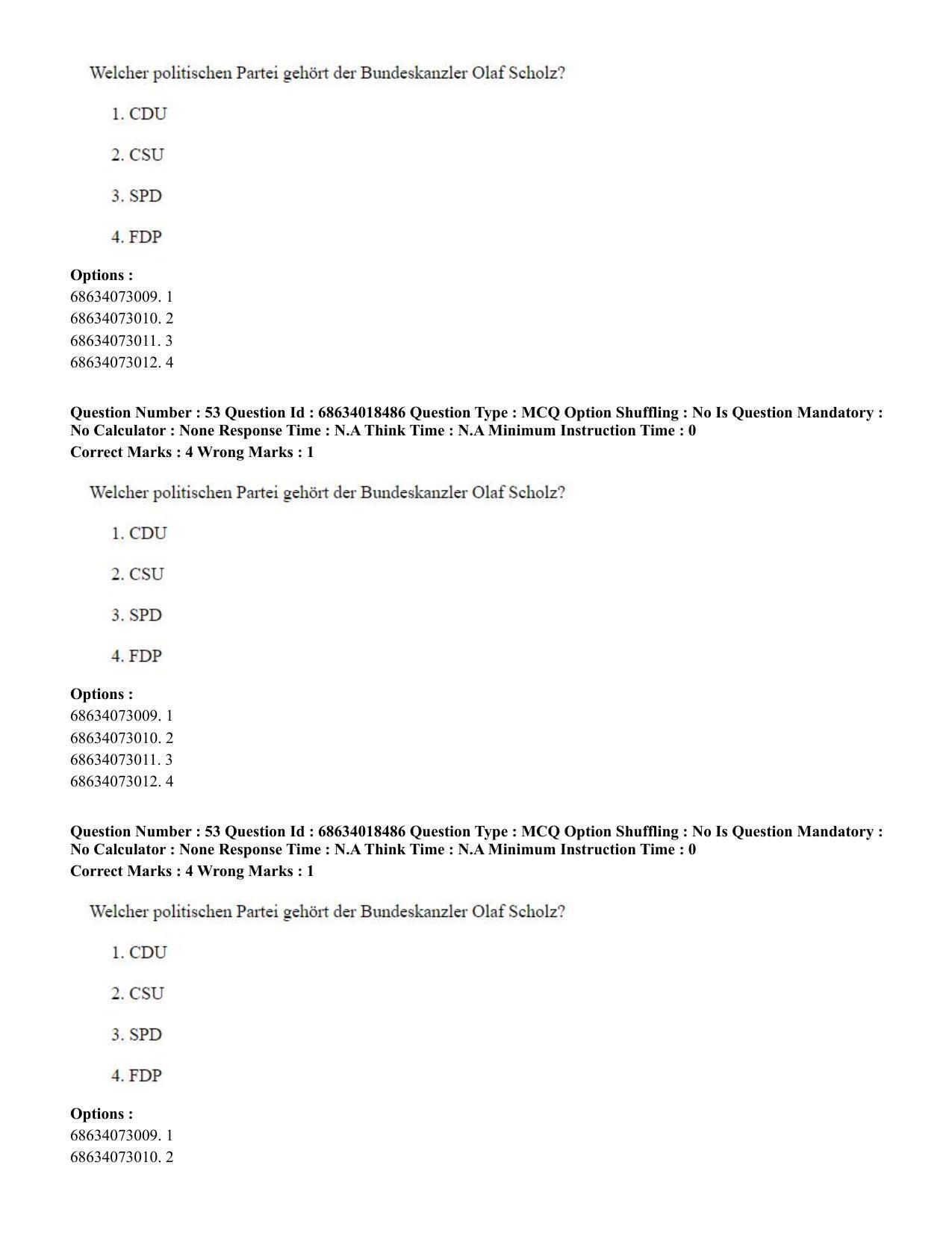 CUET PG 2023: LAQP12 – German(HINDI) - Shift 3 (13-06-2023) Question Paper - Page 76