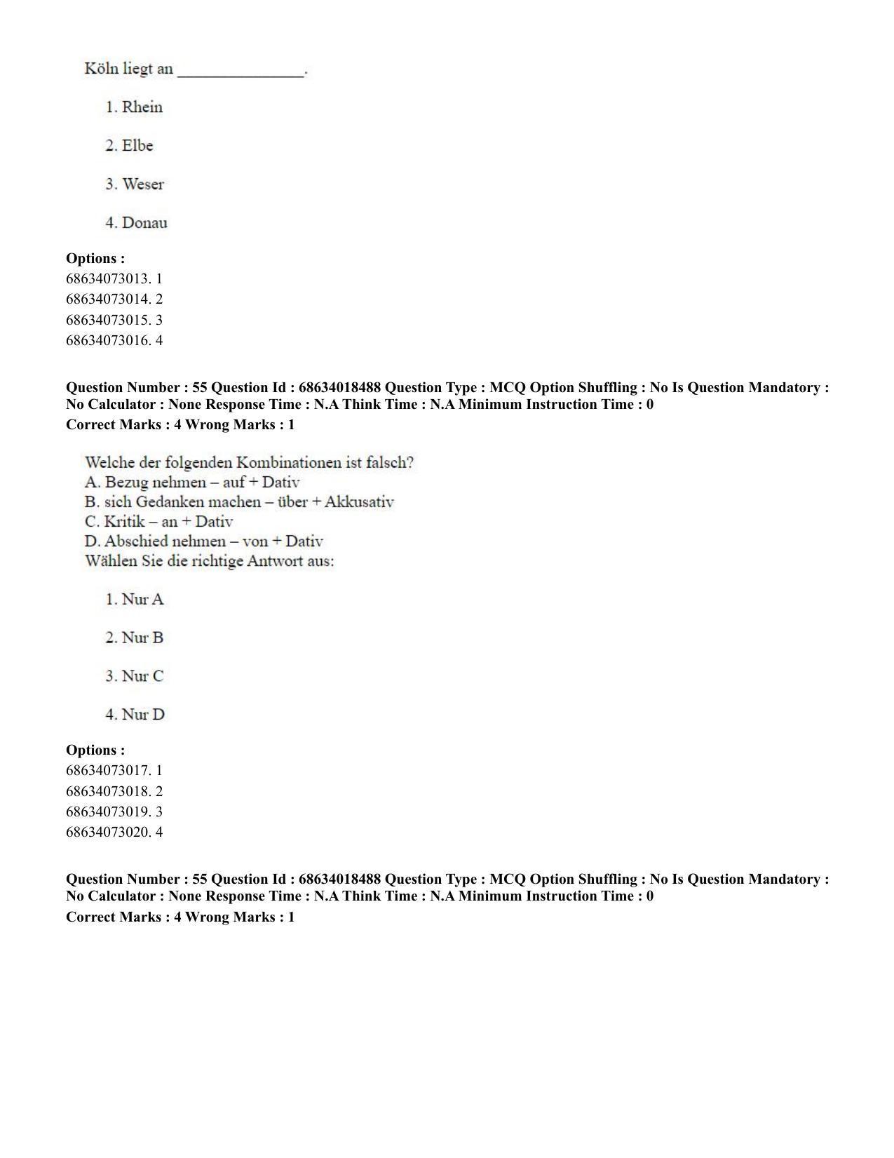 CUET PG 2023: LAQP12 – German(HINDI) - Shift 3 (13-06-2023) Question Paper - Page 78