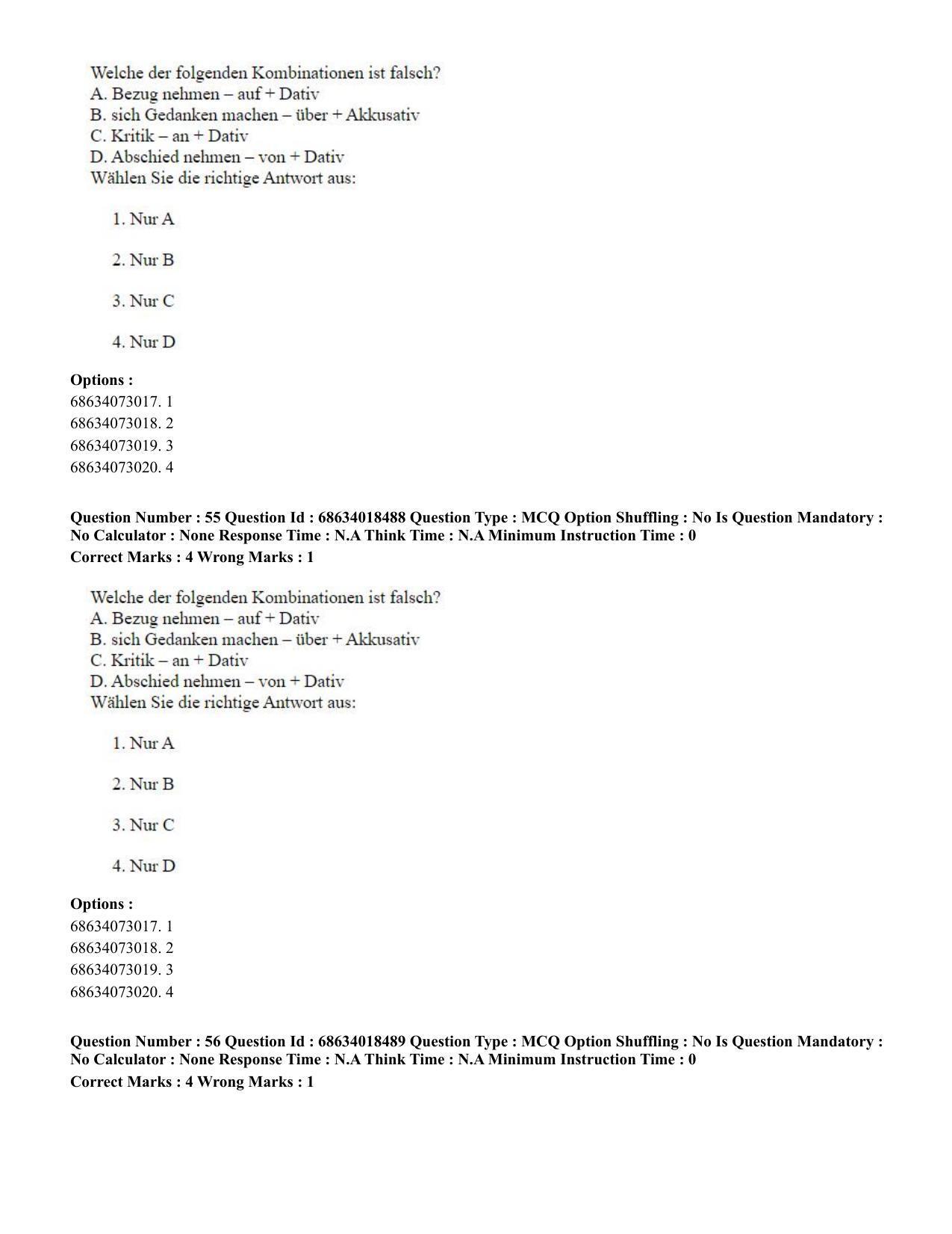CUET PG 2023: LAQP12 – German(HINDI) - Shift 3 (13-06-2023) Question Paper - Page 79