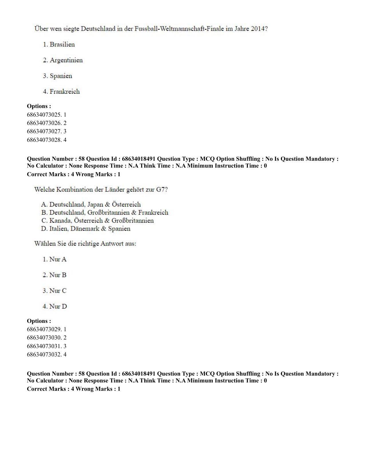 CUET PG 2023: LAQP12 – German(HINDI) - Shift 3 (13-06-2023) Question Paper - Page 82