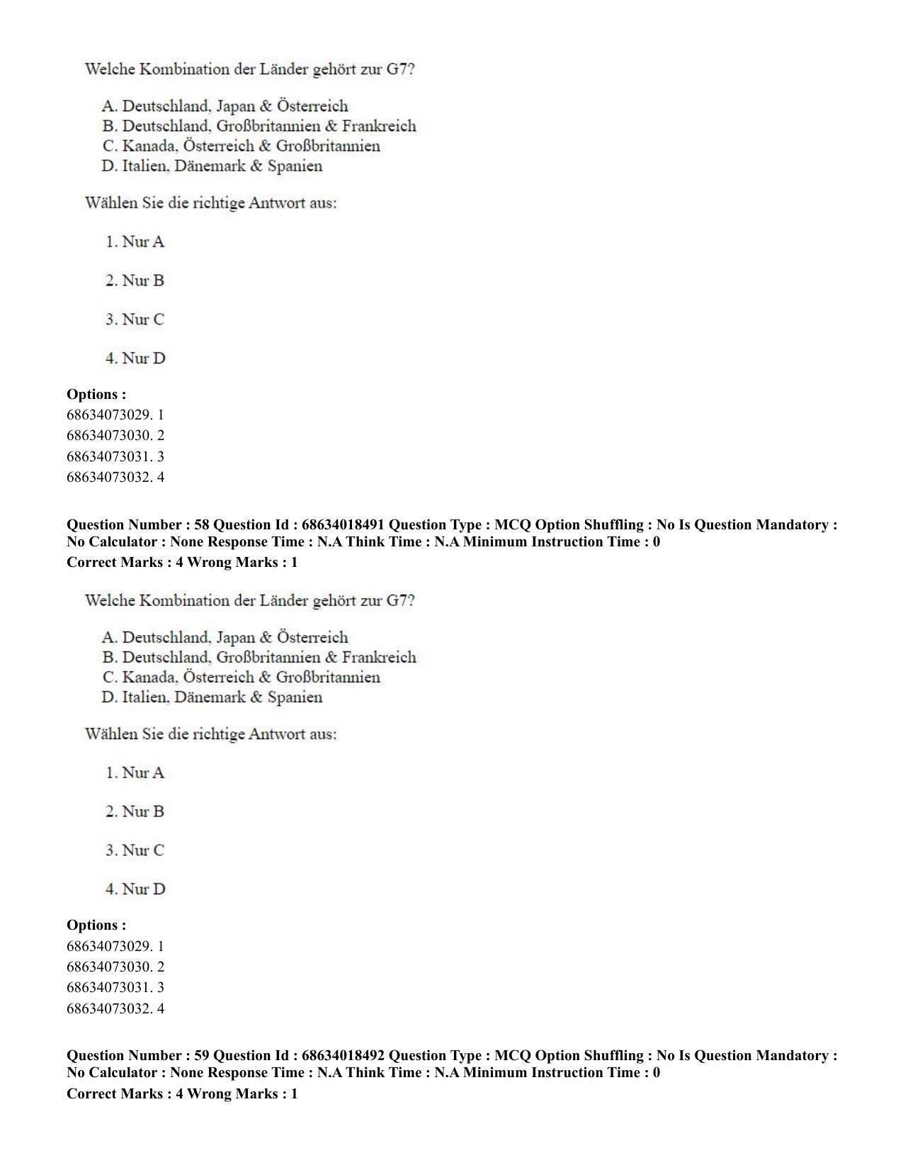 CUET PG 2023: LAQP12 – German(HINDI) - Shift 3 (13-06-2023) Question Paper - Page 83