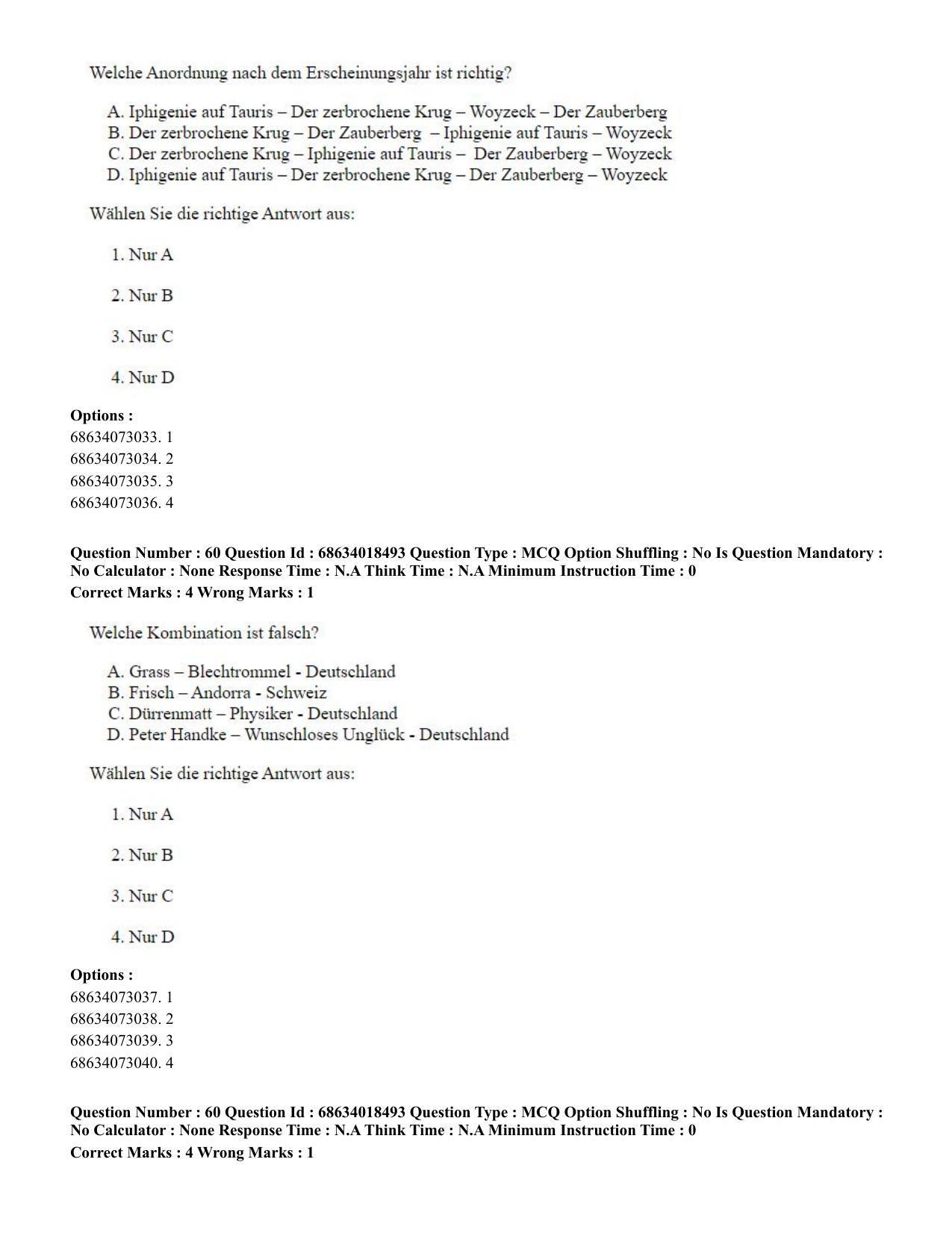 CUET PG 2023: LAQP12 – German(HINDI) - Shift 3 (13-06-2023) Question Paper - Page 85
