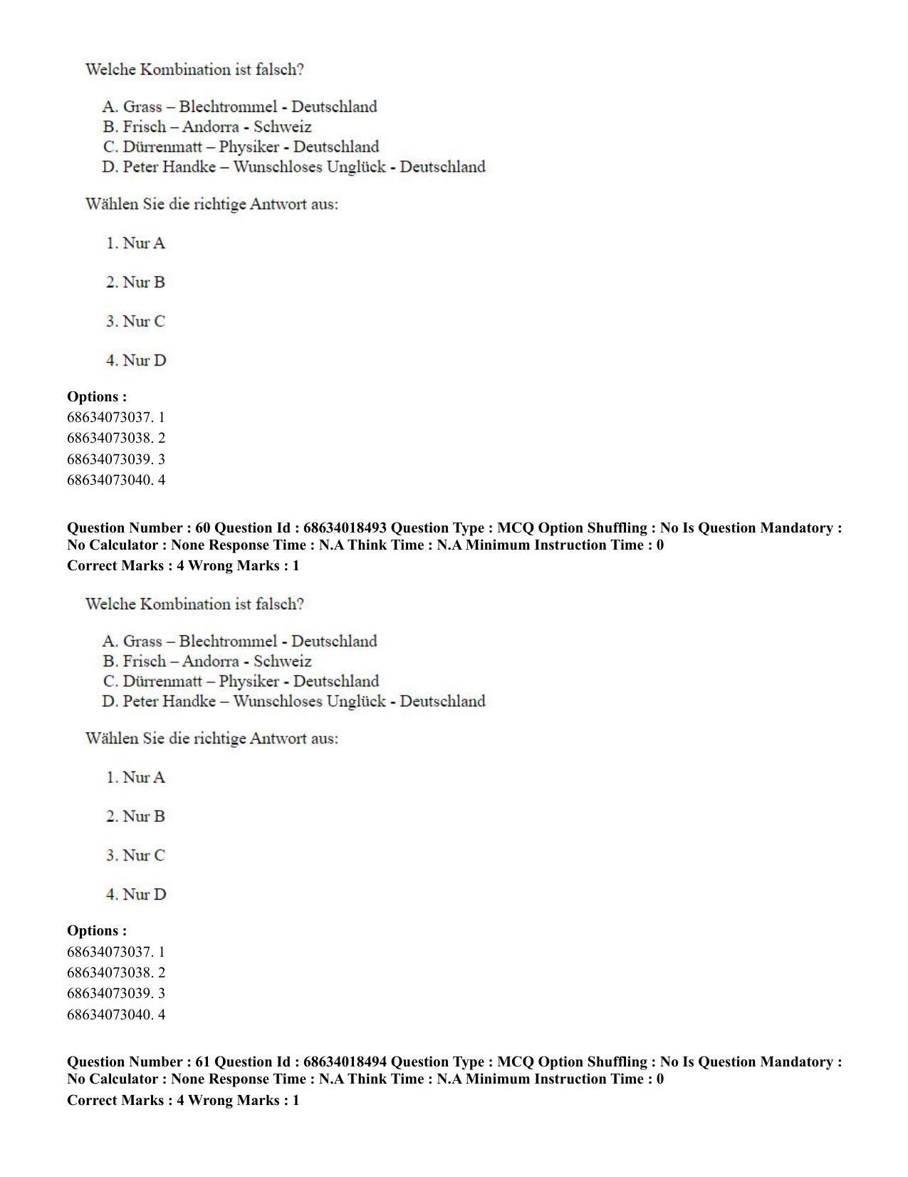 CUET PG 2023: LAQP12 – German(HINDI) - Shift 3 (13-06-2023) Question Paper - Page 86