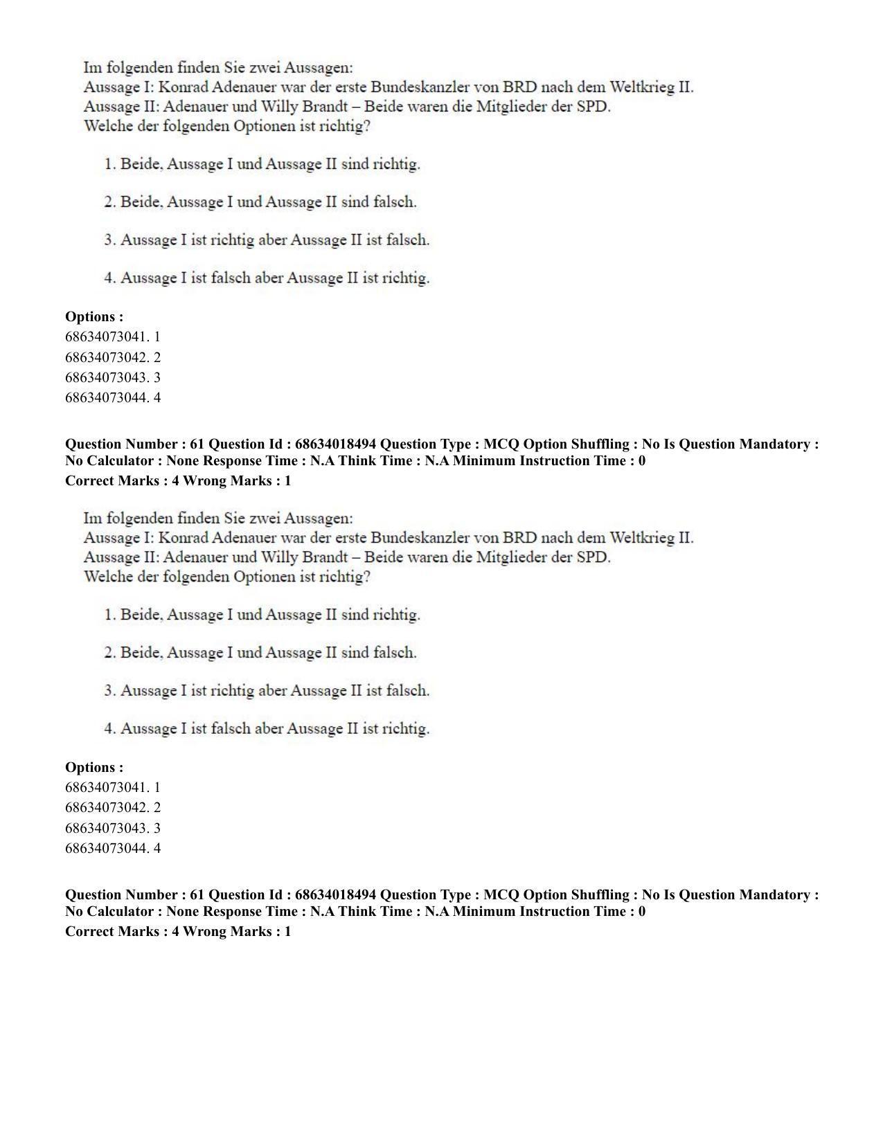 CUET PG 2023: LAQP12 – German(HINDI) - Shift 3 (13-06-2023) Question Paper - Page 87