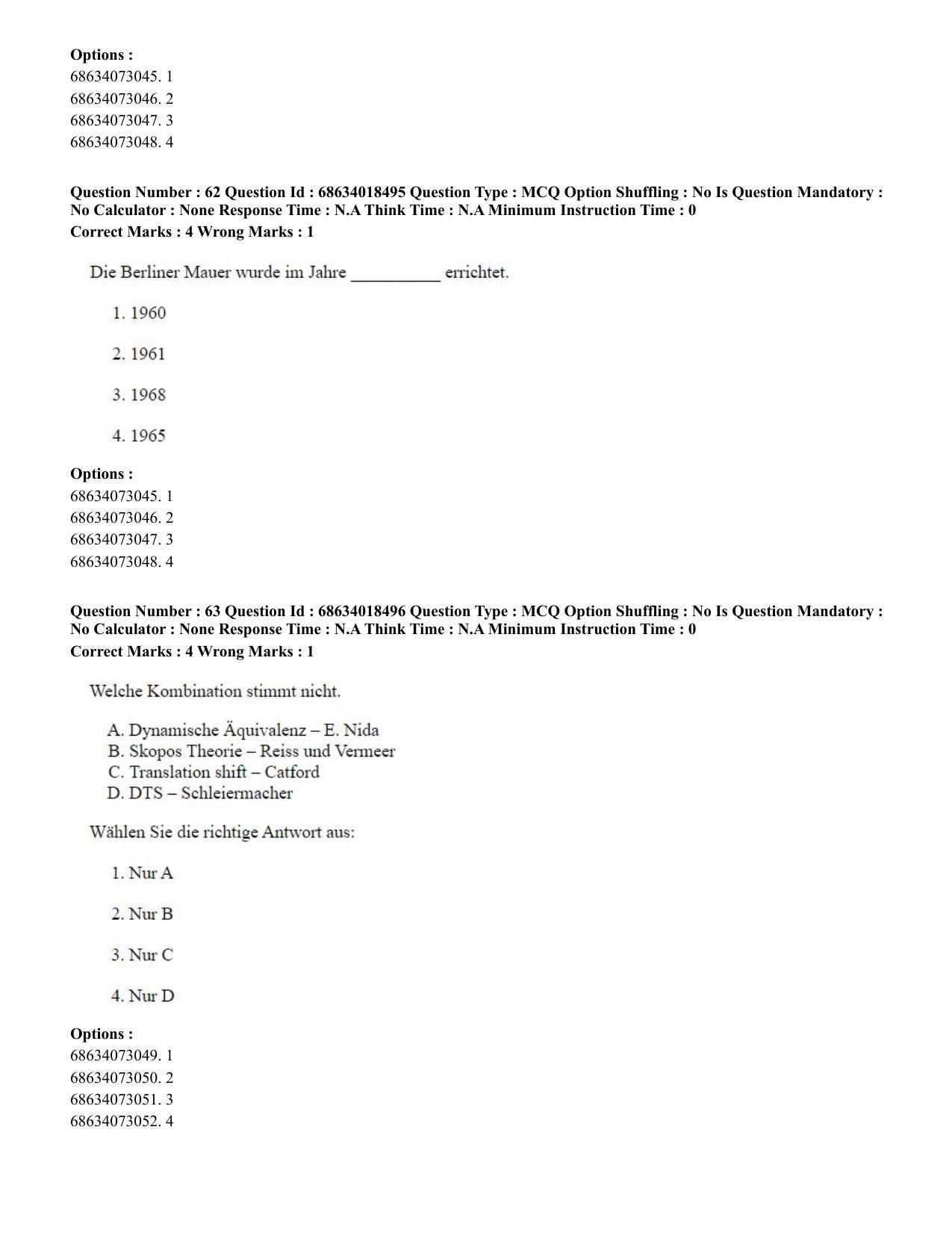 CUET PG 2023: LAQP12 – German(HINDI) - Shift 3 (13-06-2023) Question Paper - Page 89