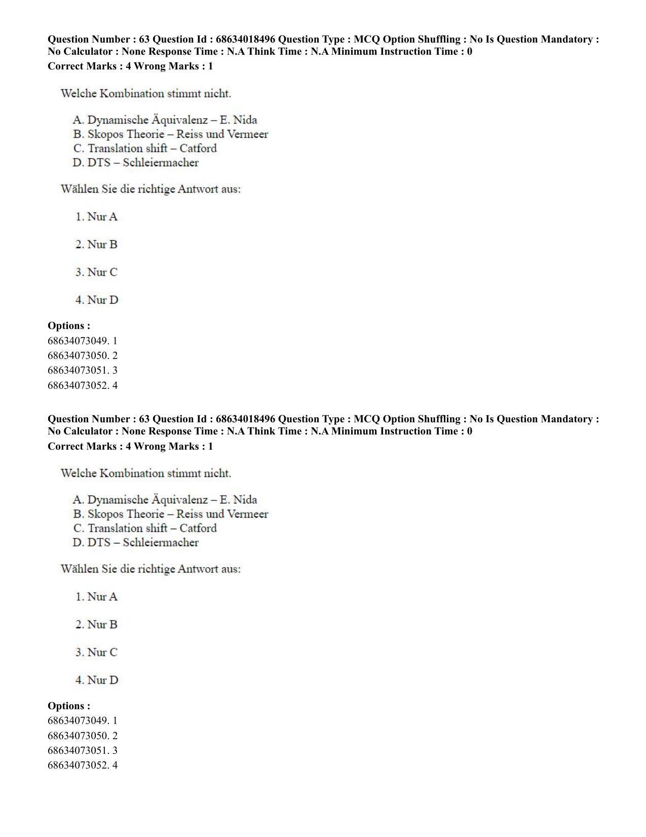 CUET PG 2023: LAQP12 – German(HINDI) - Shift 3 (13-06-2023) Question Paper - Page 90