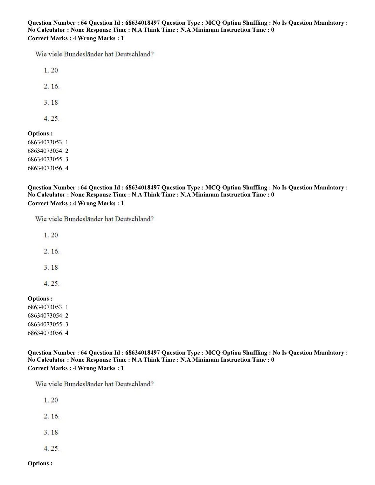 CUET PG 2023: LAQP12 – German(HINDI) - Shift 3 (13-06-2023) Question Paper - Page 91
