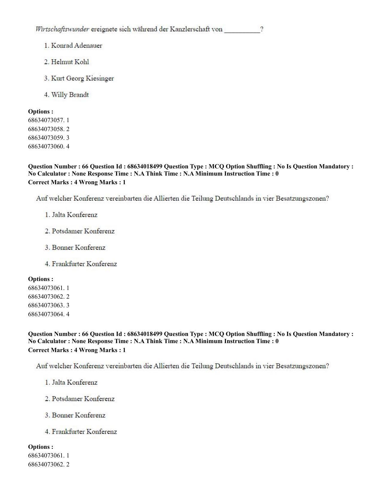 CUET PG 2023: LAQP12 – German(HINDI) - Shift 3 (13-06-2023) Question Paper - Page 93