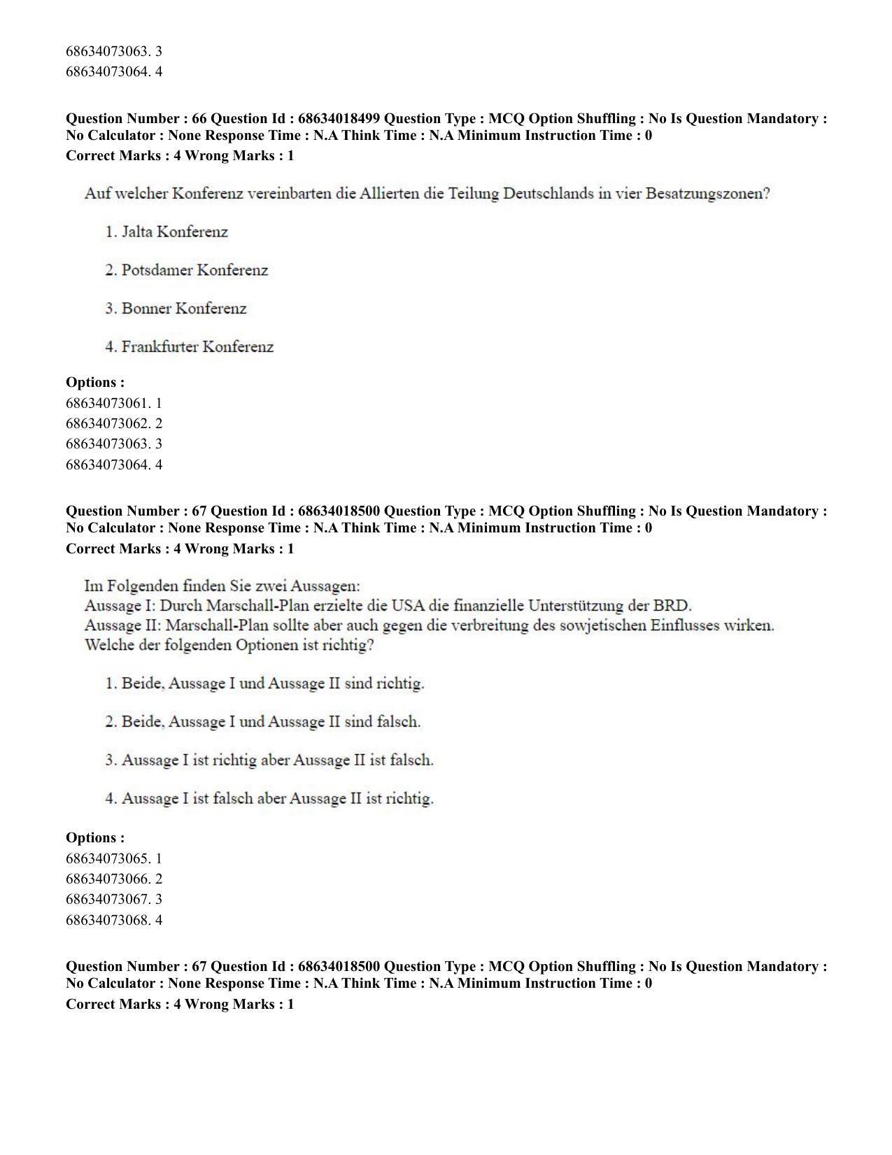 CUET PG 2023: LAQP12 – German(HINDI) - Shift 3 (13-06-2023) Question Paper - Page 94
