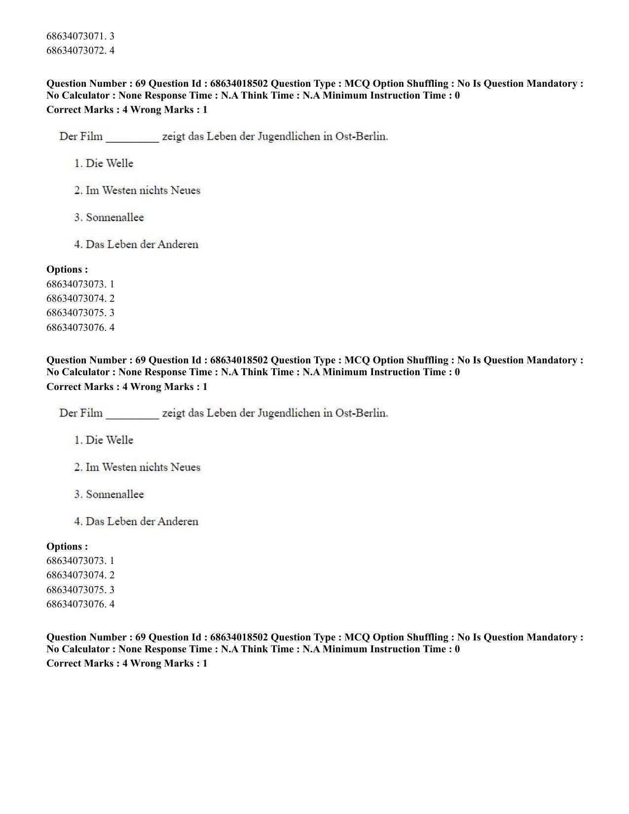 CUET PG 2023: LAQP12 – German(HINDI) - Shift 3 (13-06-2023) Question Paper - Page 97