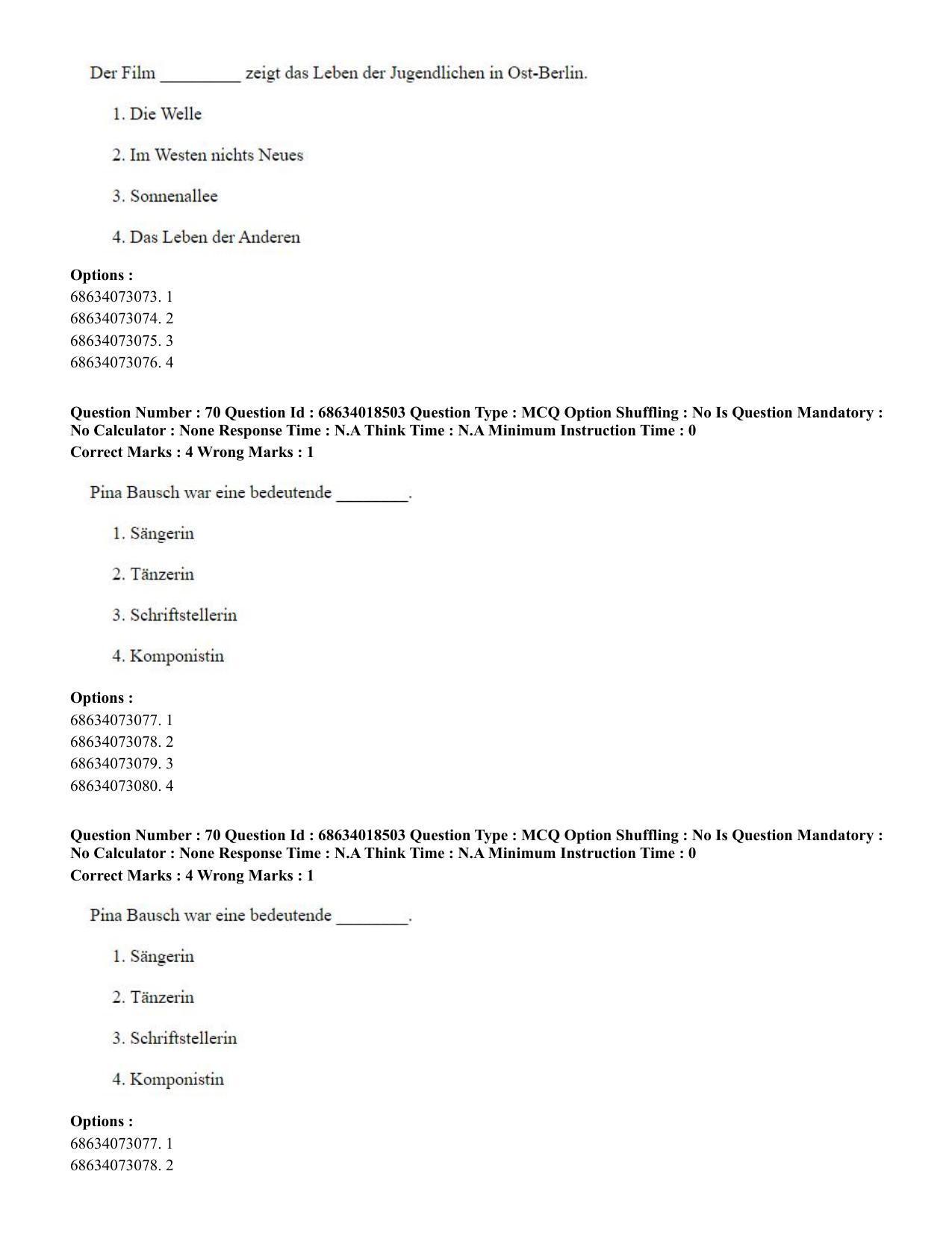 CUET PG 2023: LAQP12 – German(HINDI) - Shift 3 (13-06-2023) Question Paper - Page 98