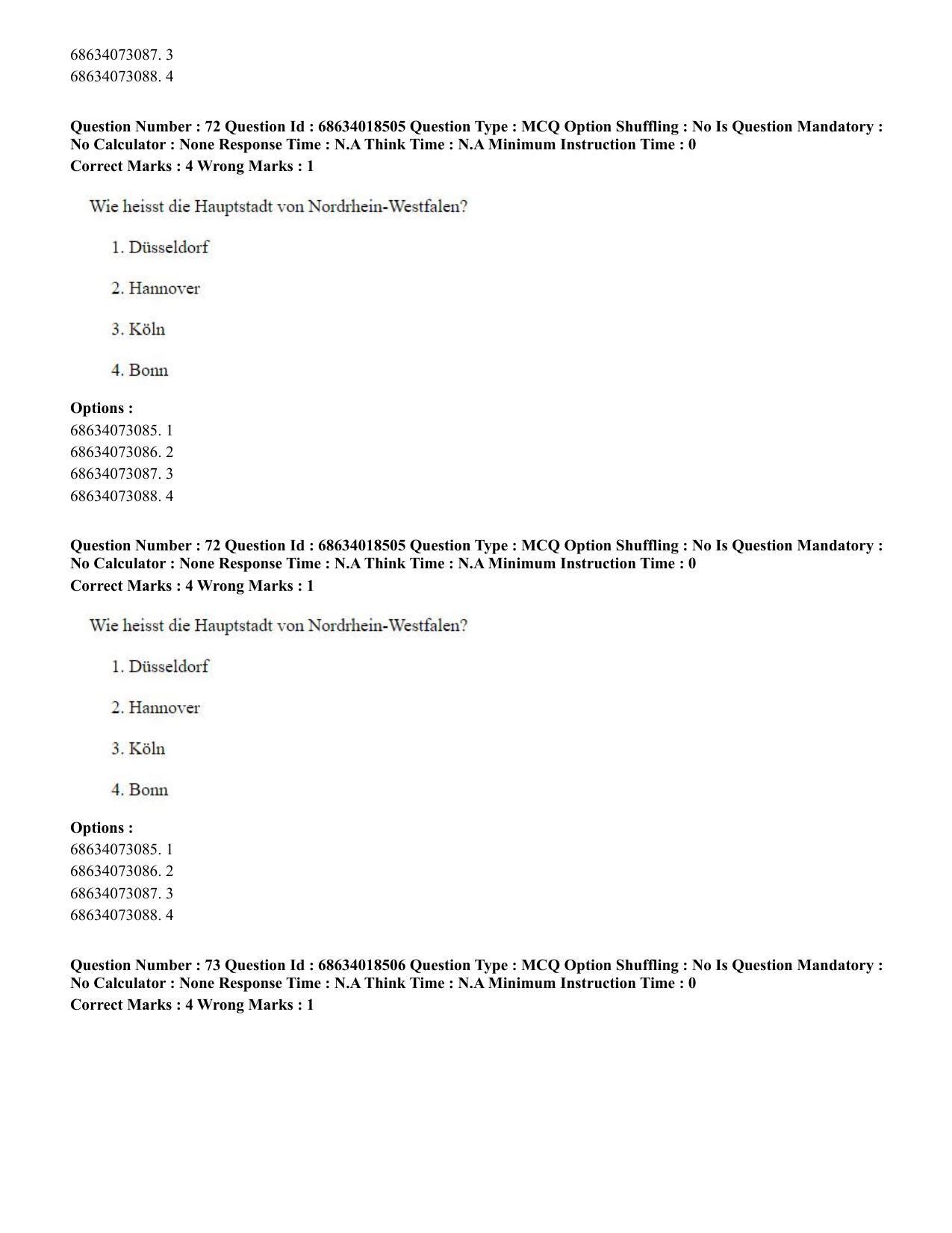 CUET PG 2023: LAQP12 – German(HINDI) - Shift 3 (13-06-2023) Question Paper - Page 101