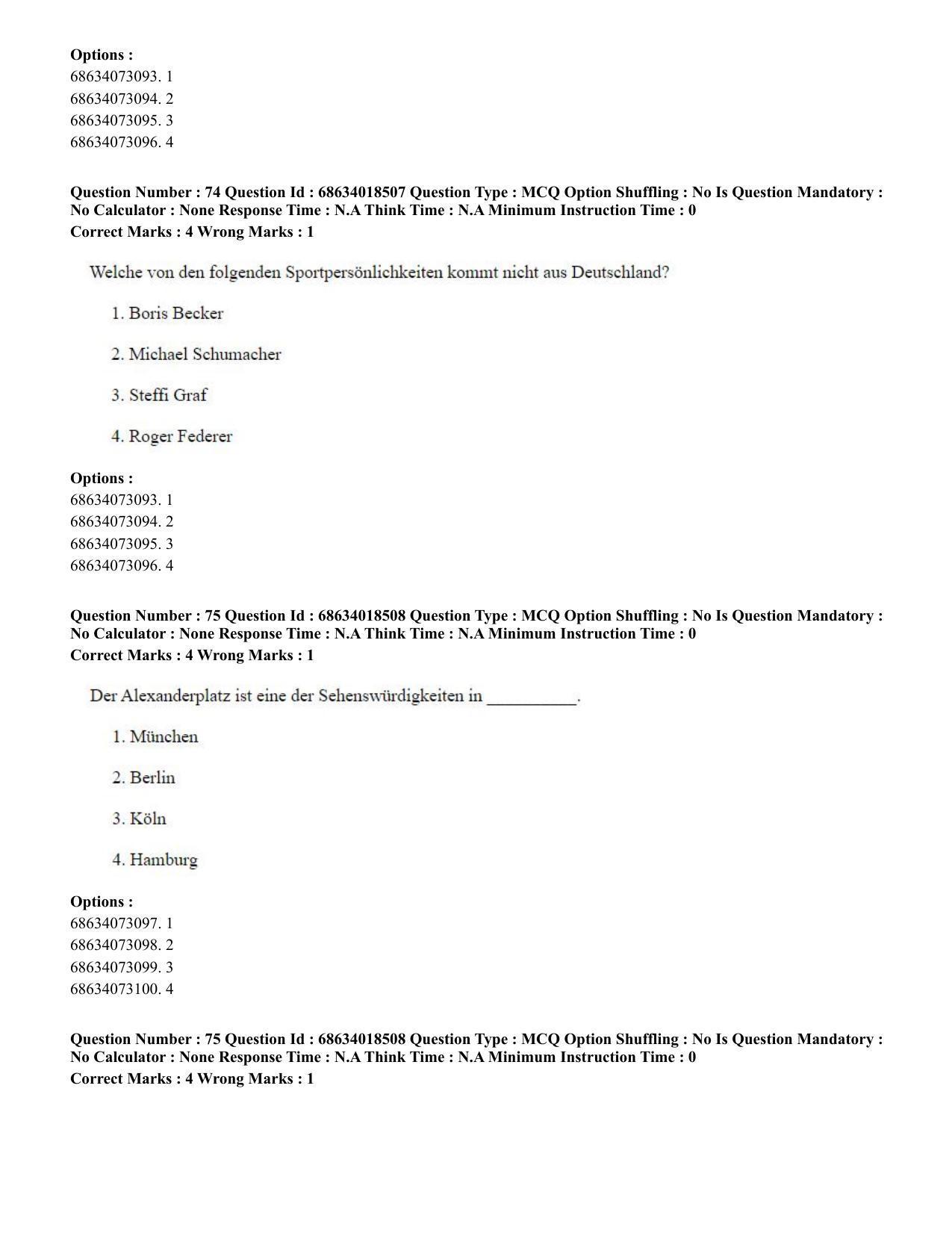 CUET PG 2023: LAQP12 – German(HINDI) - Shift 3 (13-06-2023) Question Paper - Page 104