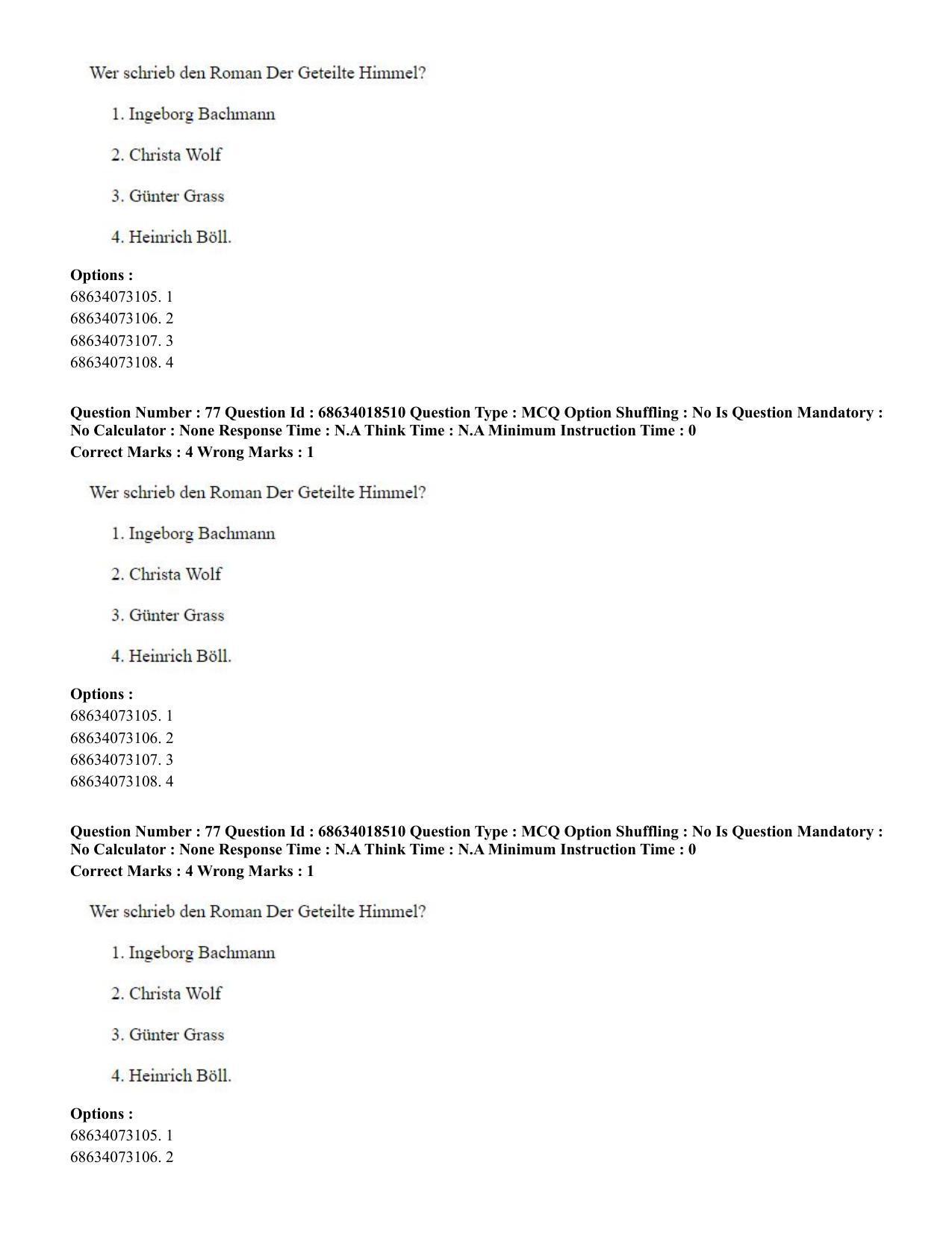 CUET PG 2023: LAQP12 – German(HINDI) - Shift 3 (13-06-2023) Question Paper - Page 107