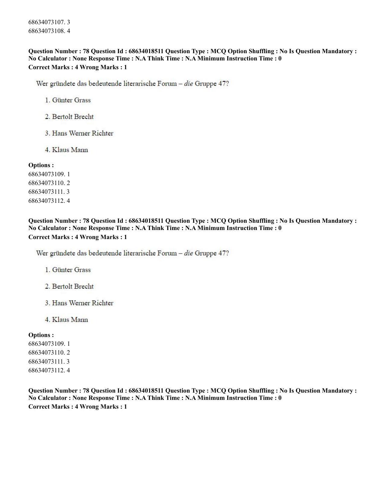 CUET PG 2023: LAQP12 – German(HINDI) - Shift 3 (13-06-2023) Question Paper - Page 108