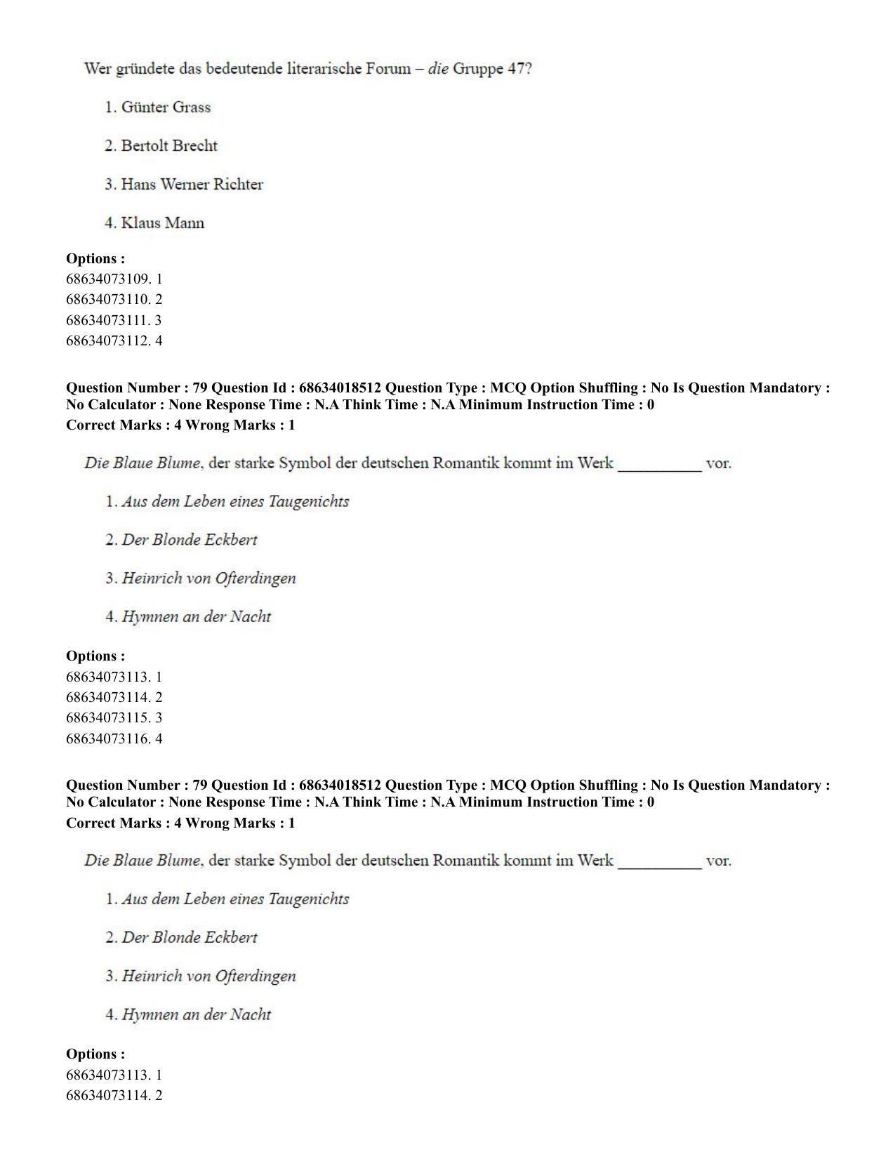 CUET PG 2023: LAQP12 – German(HINDI) - Shift 3 (13-06-2023) Question Paper - Page 109