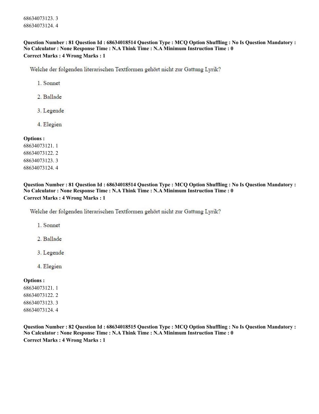 CUET PG 2023: LAQP12 – German(HINDI) - Shift 3 (13-06-2023) Question Paper - Page 112